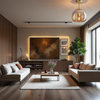 Aveloro Globara Glaskugel-Pendelleuchte in Gold im Wohnzimmer