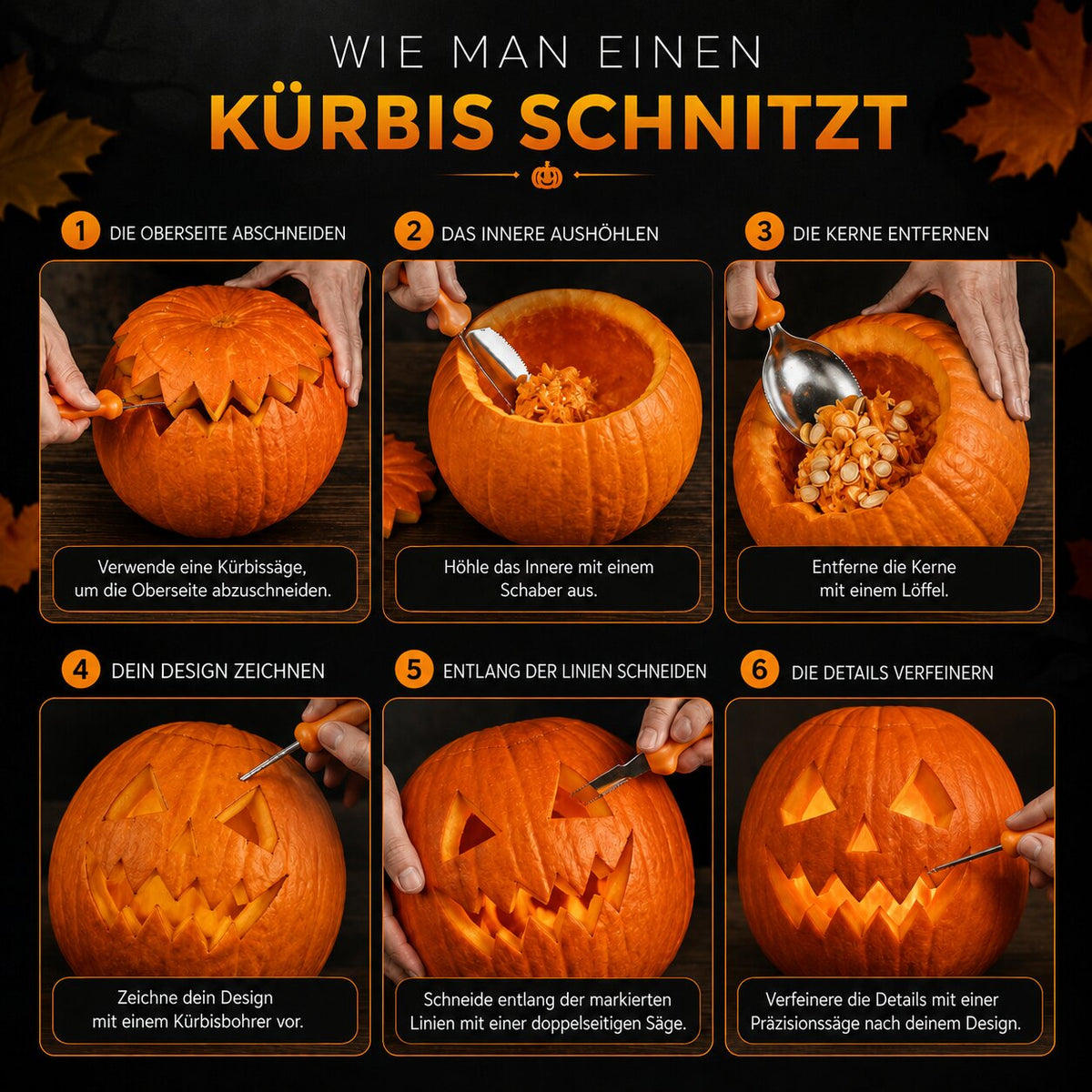 Aveloro Halvora Kürbisschnitzset für Halloween-Kürbisse