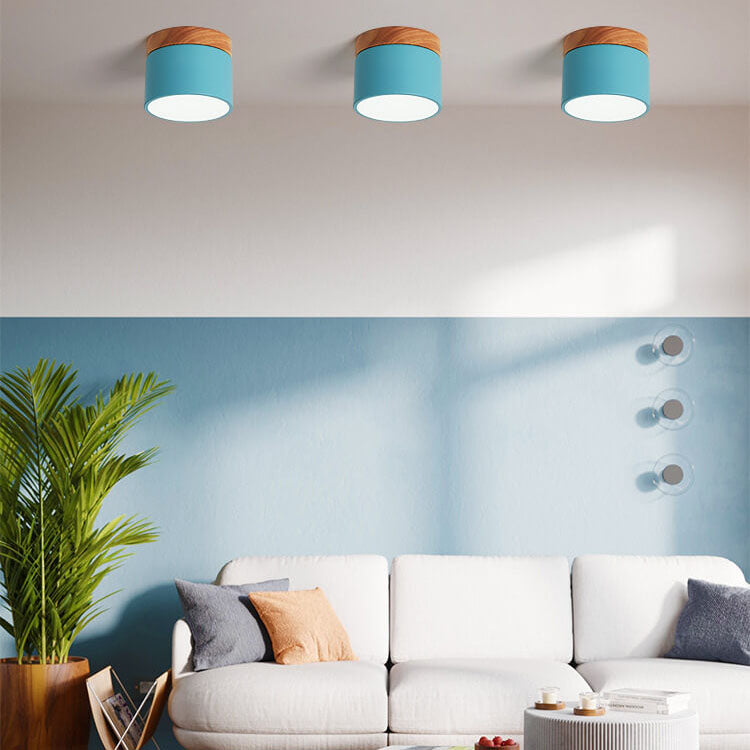 Aveloro Legnara LED-Deckenspot in Blau mit Holzdekor