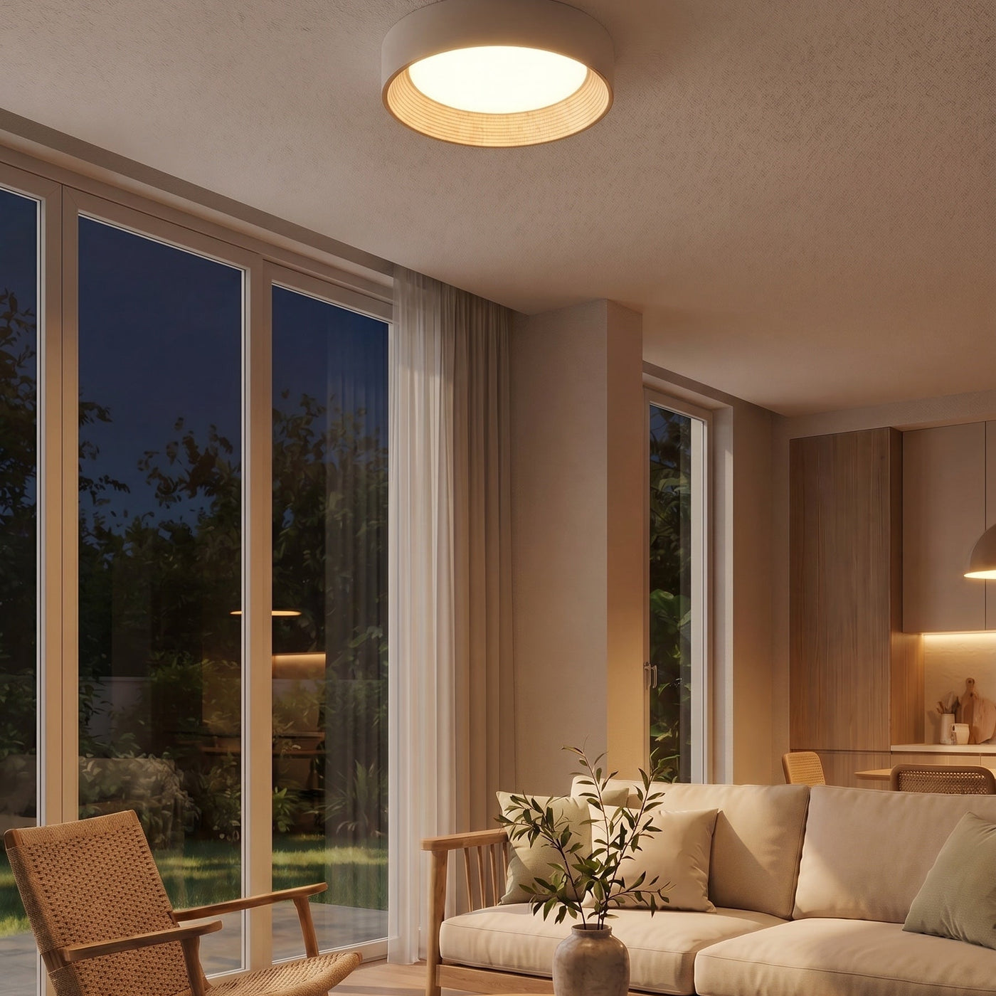 Aveloro Ringora | Runde LED-Deckenleuchte flach 35-55cm Holzring