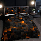 Aveloro Gridora Bettwäsche-Set Orange mit 3D-Grid-Muster