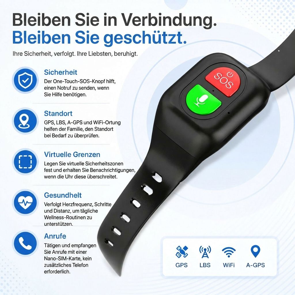 Aveloro Vigila Smartwatch SOS-Taste Detail