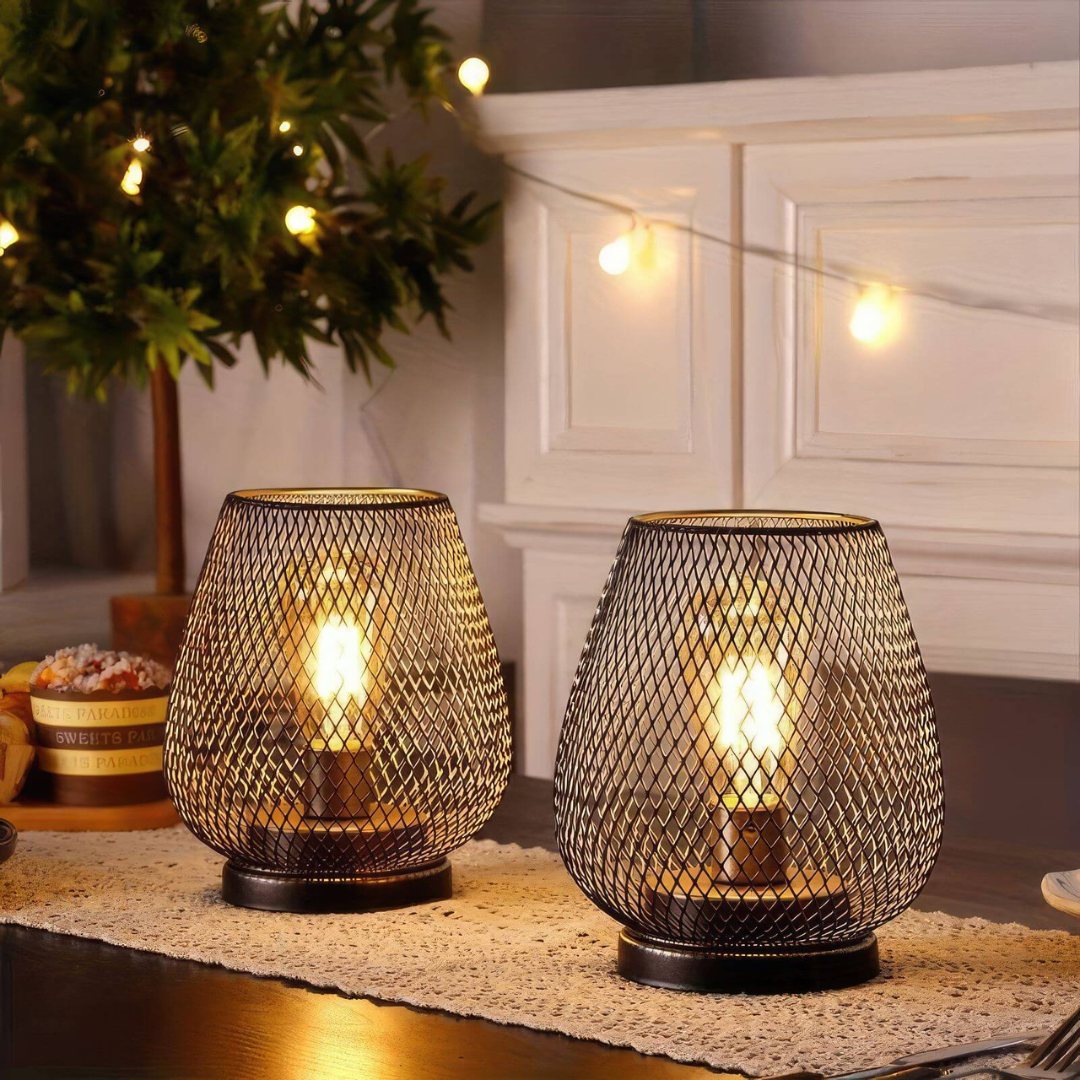 Aveloro Retiva kabellose Tischlampe Nahaufnahme des Metallgitters
