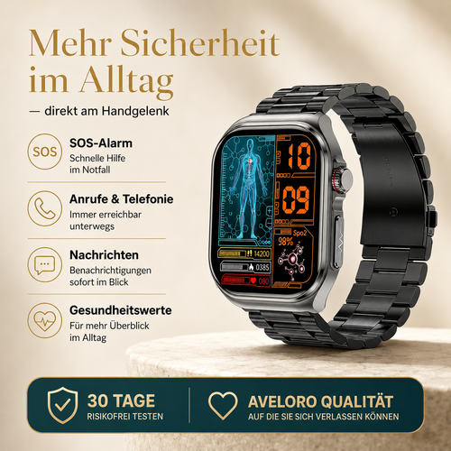 Aveloro Arvo Senioren Smartwatch mit SOS & Telefonfunktion