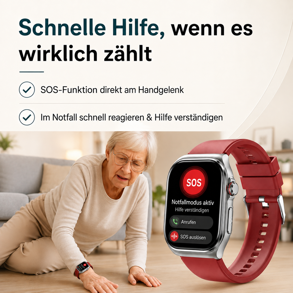 Aveloro Arvo Senioren Smartwatch mit SOS & Telefonfunktion