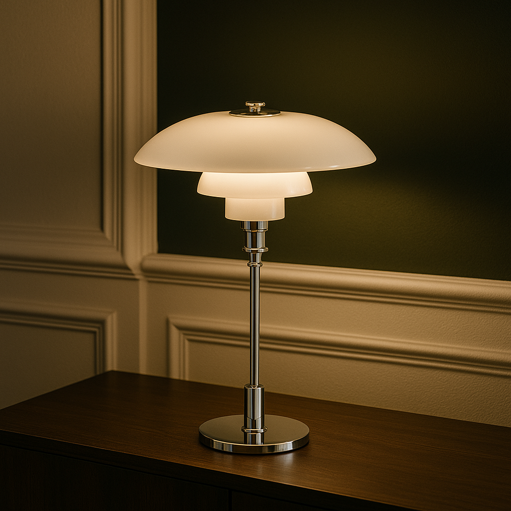 Aveloro Nordelia Tischlampe in Weiß und Silber