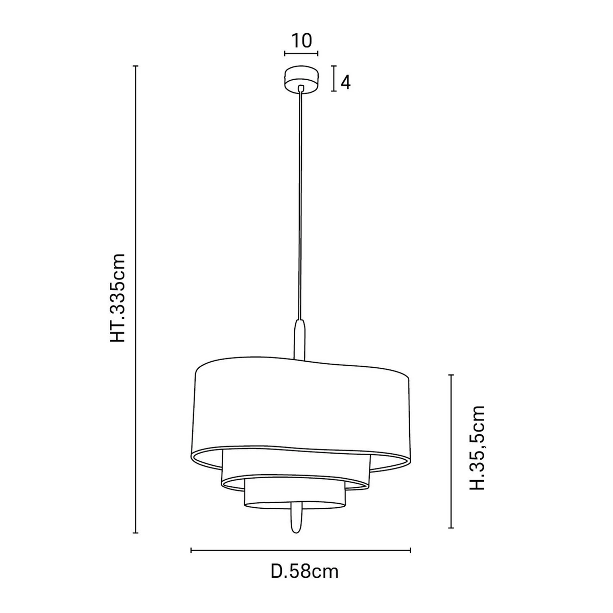 Aveloro Cascata Japandi-Hängeleuchte Maßzeichnung 58 cm