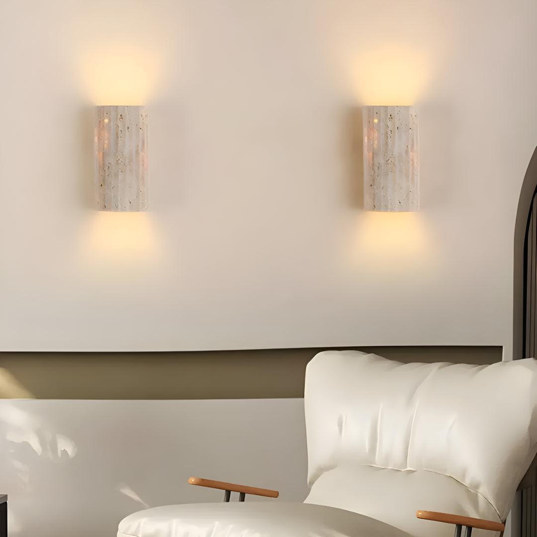 Aveloro Petralux LED-Wandleuchte Naturstein im Schlafzimmer