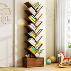 Aveloro Ramella Baum-Bücherregal in Nussbaum-Optik, 12 Ebenen