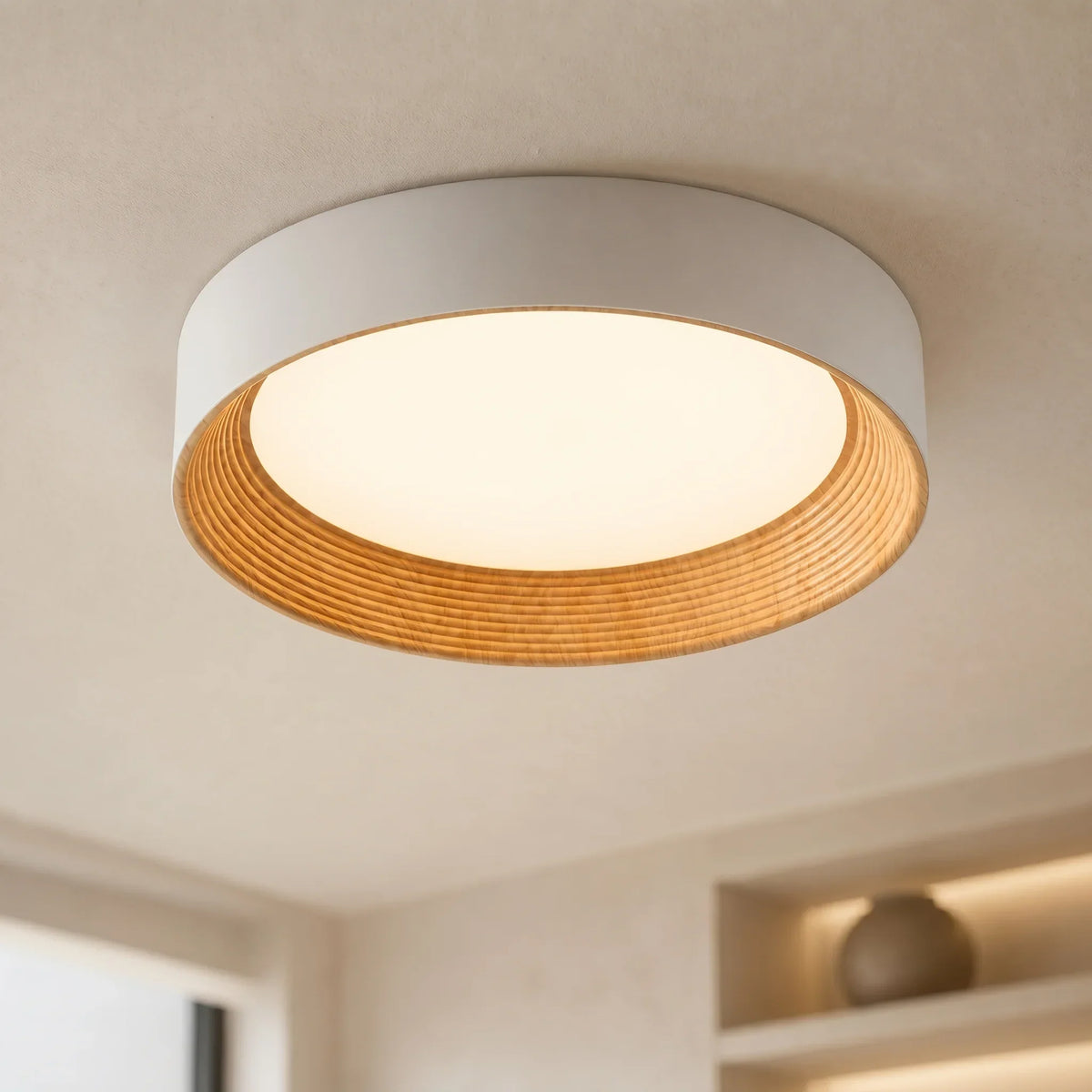 Aveloro Selvara runde Deckenleuchte Weiß Eiche