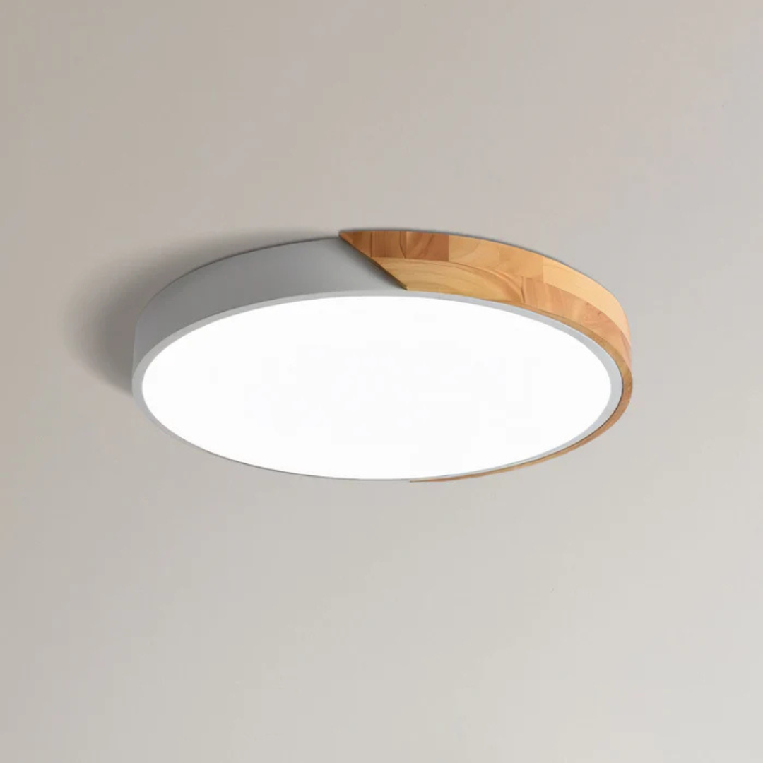 Aveloro Skandra LED-Deckenleuchte mit Holzdekor in Weiß