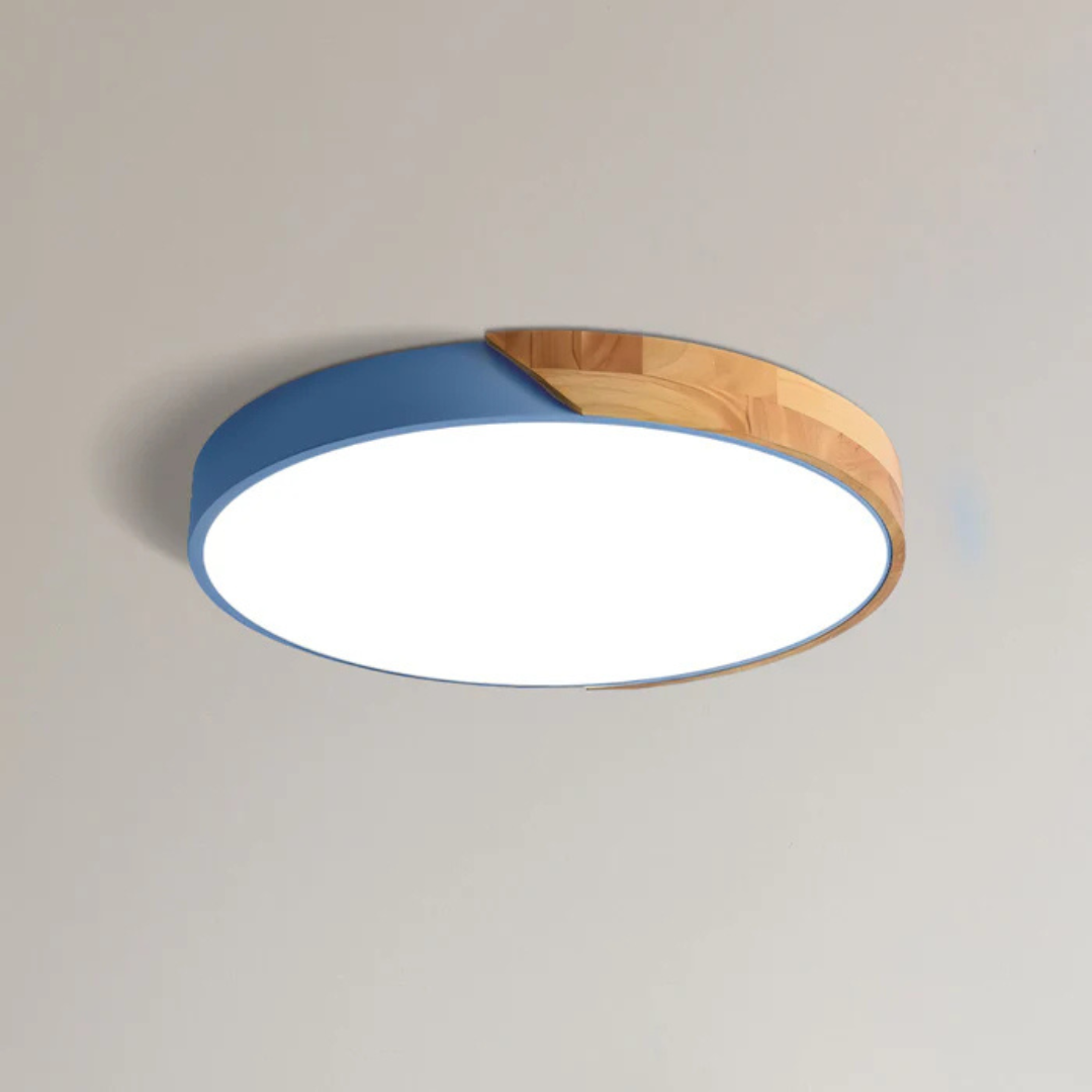 Aveloro Skandra LED-Deckenleuchte mit Holzdekor in Blau