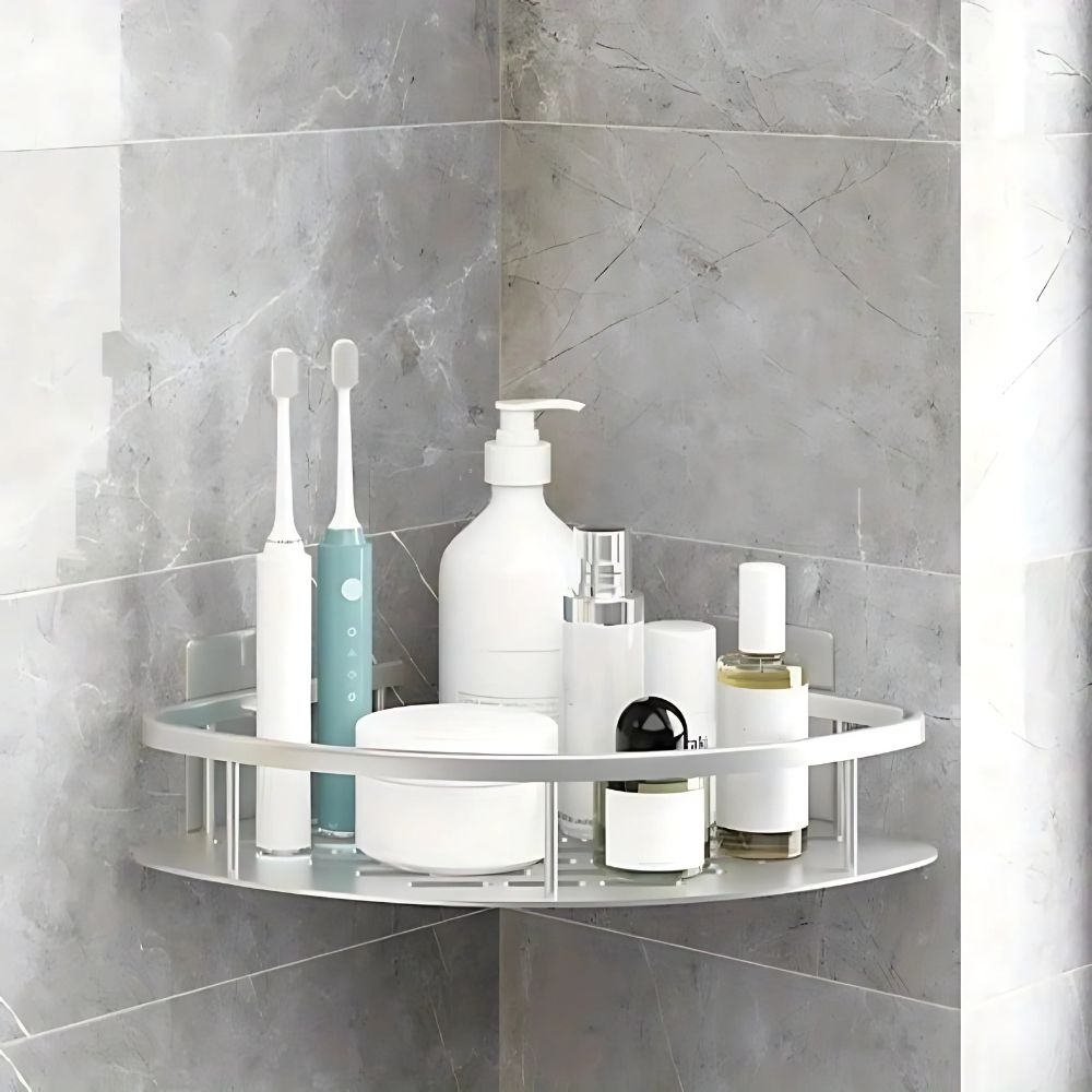 Aveloro Cornera Dusch-Eckregal in Silber, einlagig