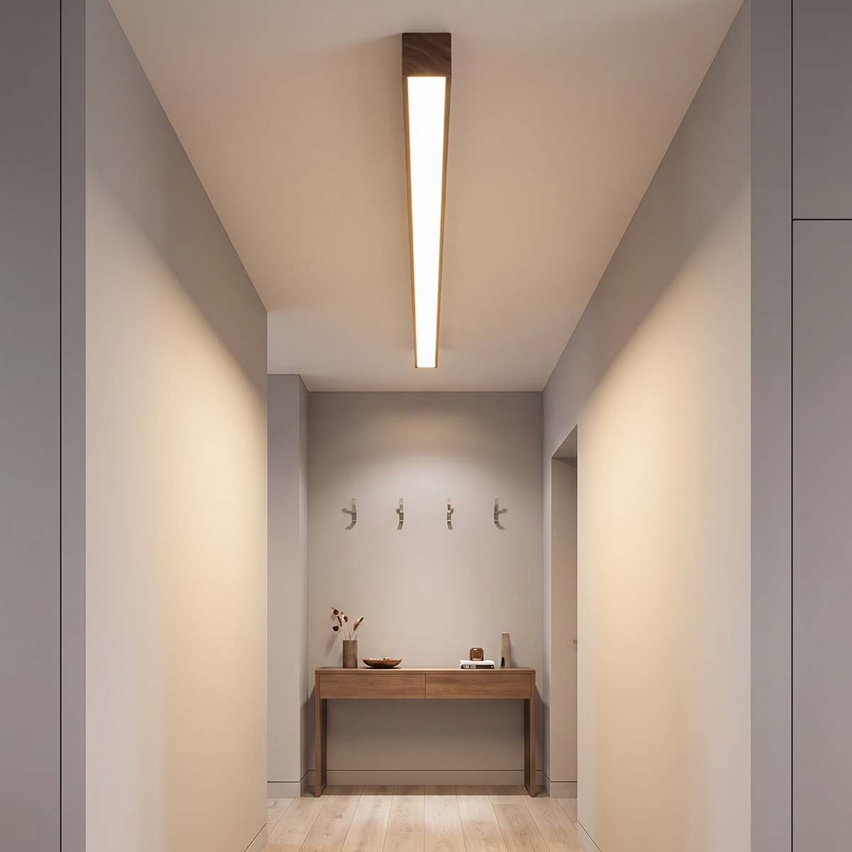 Aveloro Longara | LED-Flurleuchte länglich Holzveredelung 60-120cm