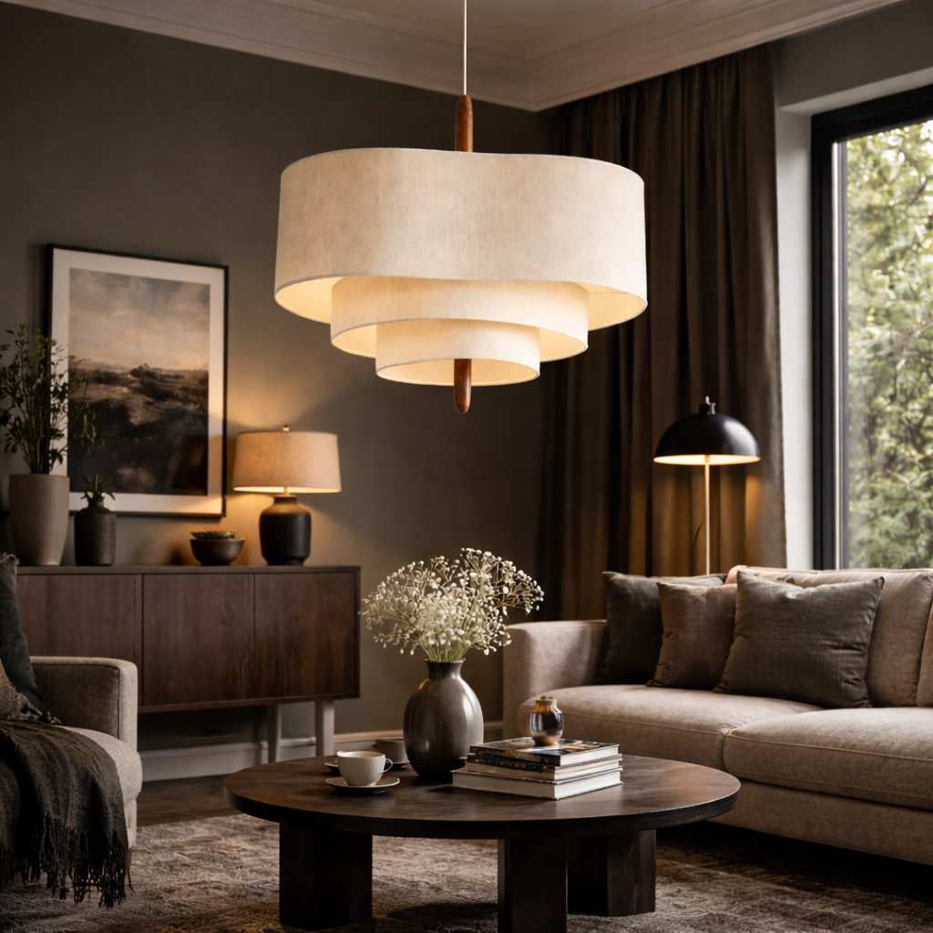 Aveloro Cascata Japandi-Hängeleuchte im Wohnzimmer