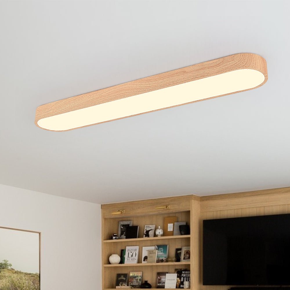 Aveloro Ovalux | Ovale LED-Deckenleuchte Holzoptik 65/90cm