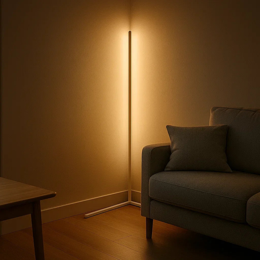 Aveloro Angolo LED-Eck-Stehlampe im Wohnraum